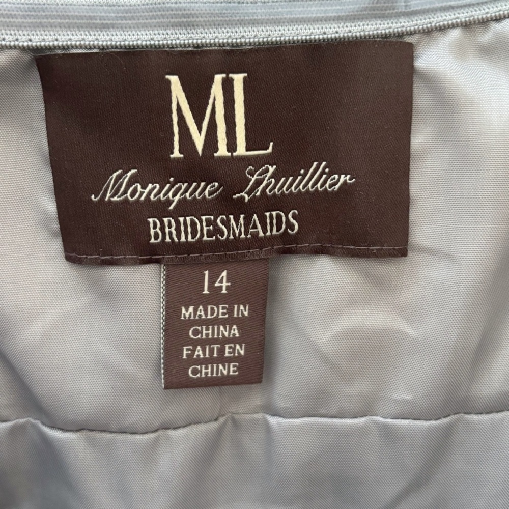 Monique Lhuillier Bridesmaids Cationic Ruched Strapless Chiffon Dress Sz 14 NWT - Picture 7 of 10